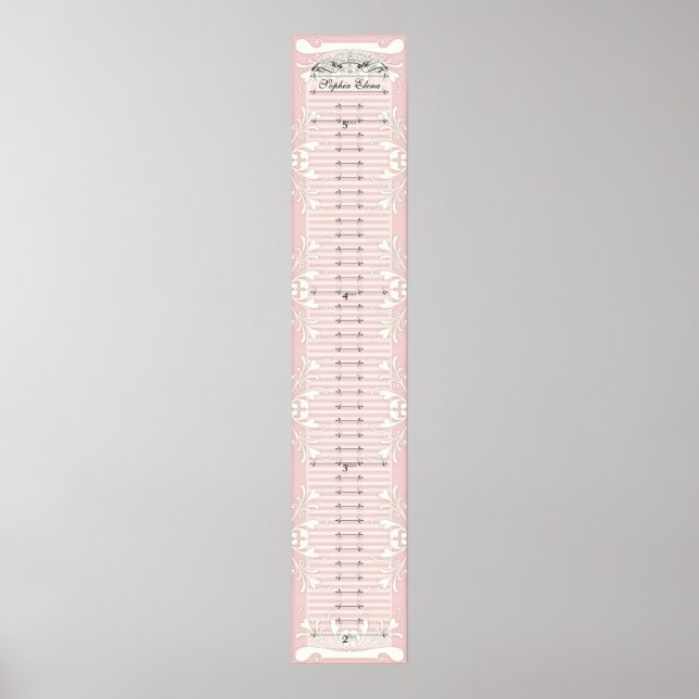 Growth Chart - Our Princess Hearts Swirls Banner (Front)