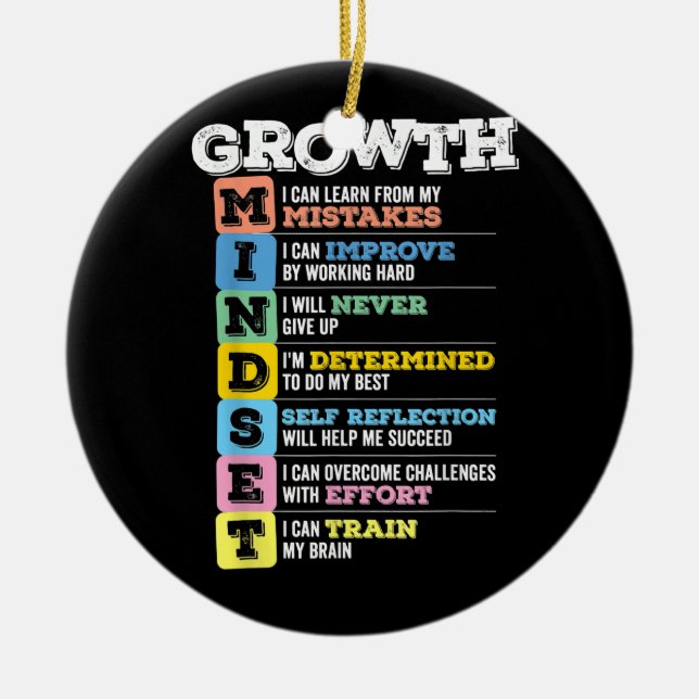 Growth Mindset Classroom Brain Motivation Entrepre Ceramic Tree Decoration (Front)