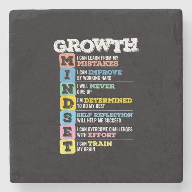 Growth Mindset Classroom Brain Motivation Entrepre Stone Coaster (Front)