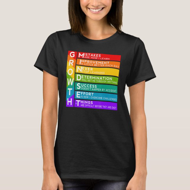Growth Mindset Classroom Brain Motivational Teache T-Shirt (Front)