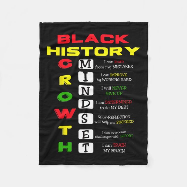 Growth Mindset Definition Cool Black History Month Fleece Blanket (Front)