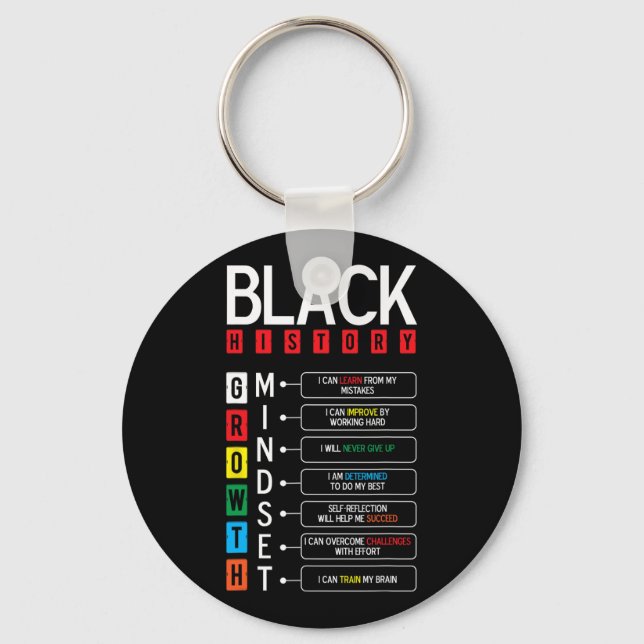 Growth Mindset Definition Cool Black History Month Key Ring (Front)