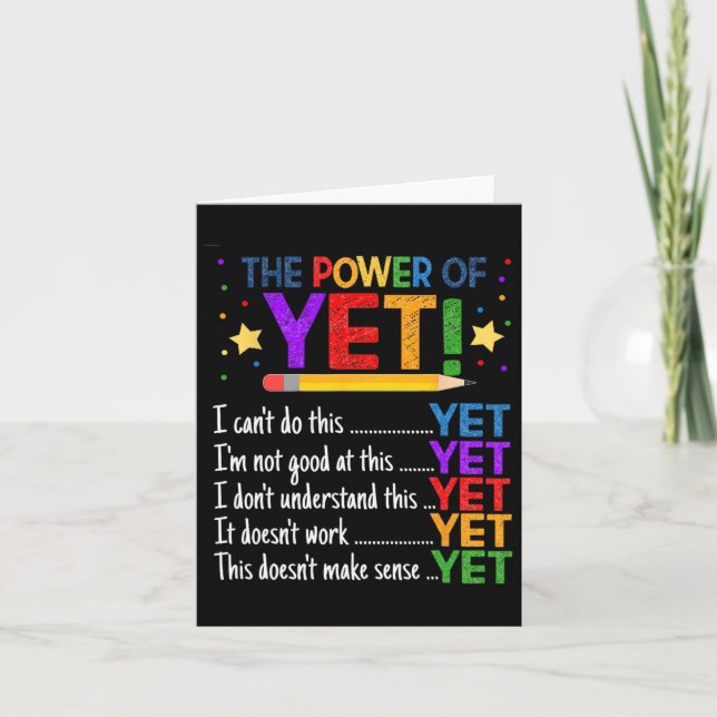 Growth Mindset Teacher Kindness Power Of Yet Inspi Card (Front)