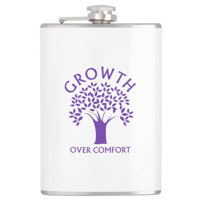 Growth Over Comfort Hip Flask (Front)