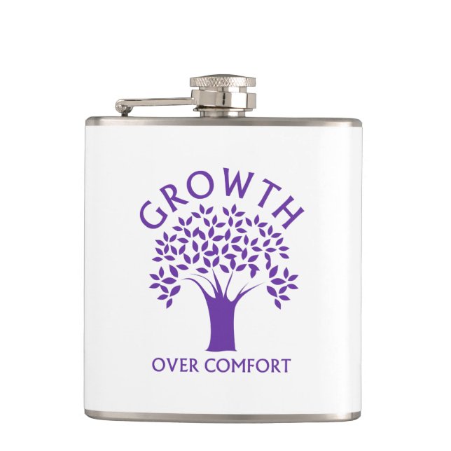 Growth Over Comfort Hip Flask (Front)