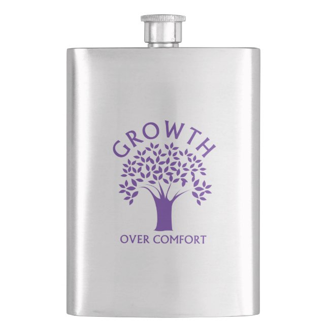 Growth Over Comfort Hip Flask (Front)