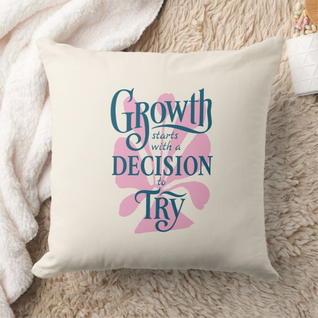 Growth Starts with a Decision to Try Throw Pillow (Blanket)