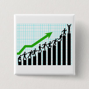 Growth Success Progress Bar Chart 15 Cm Square Badge