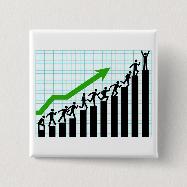 Growth Success Progress Bar Chart 15 Cm Square Badge (Front)