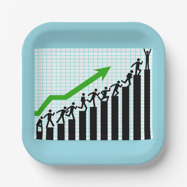 Growth Success Progress Bar Chart Paper Plate (Front)