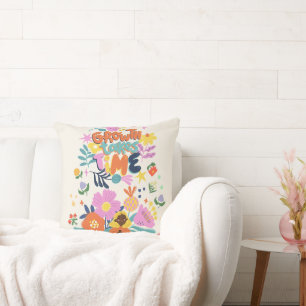 Growth Takes Time – Inspirational Floral Meditatio Cushion