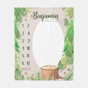Growth tracker - Milestone Woodland forest Fleece Blanket
