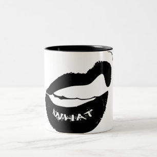 Grr What! Black Lipstick and clinched teeth Two-Tone Coffee Mug