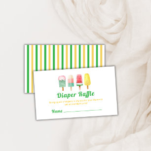 Grren Ice Cream Pop Diaper Raffle Baby Shower Enclosure Card