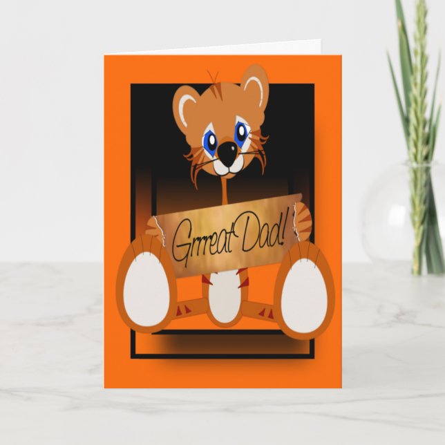 Grrreat Dad Cute Tiger Fathers Day Card (Front)