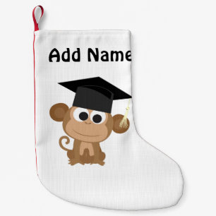 Gruaduation Monkey Small Christmas Stocking
