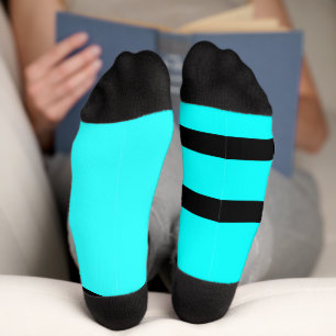 Grubby Hands Logo Crew Socks (cyan and black)