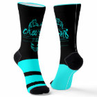 Grubby Hands Logo Crew Socks (cyan and black)