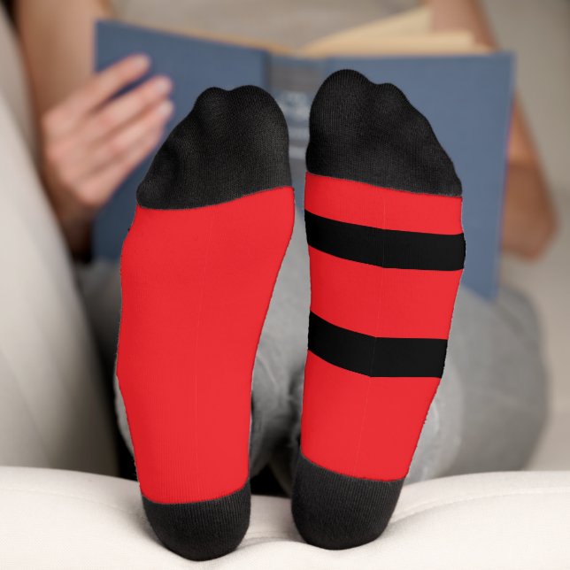 Grubby Hands Logo Crew Socks (Red and Black) (Bottom)