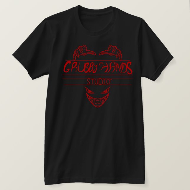 Grubby Hands Studio Red Logo Black Tee (Design Front)