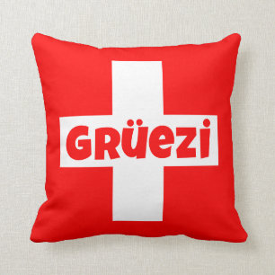 Gruezi Swiss Flag Worlds Cutest Hello Cushion