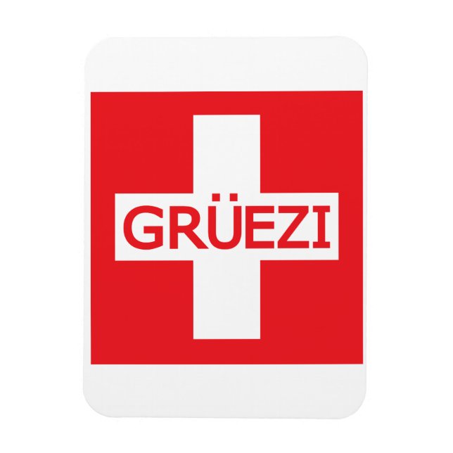 Gruezi Switzerland Flag Magnet (Vertical)
