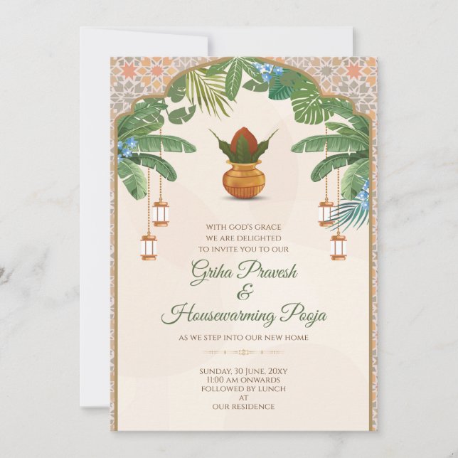 Gruhapravesam invite Indian Housewarming invite (Front)