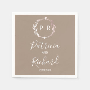 Grullo faux foil Monogram Wedding Napkins