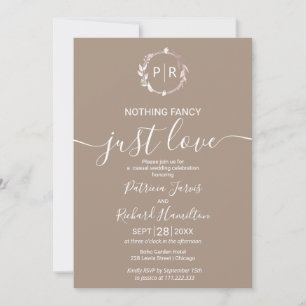 Grullo Monogram Calligraphy Photo Wedding Invitation