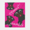 Grumble, Grumble Black Pug Fleece Blanket Hot Pink