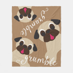 Grumble, Grumble Fawn Pug Lt Brown Fleece Blanket