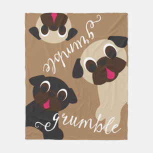 Grumble, Grumble Pug Light Brown Fleece Blanket