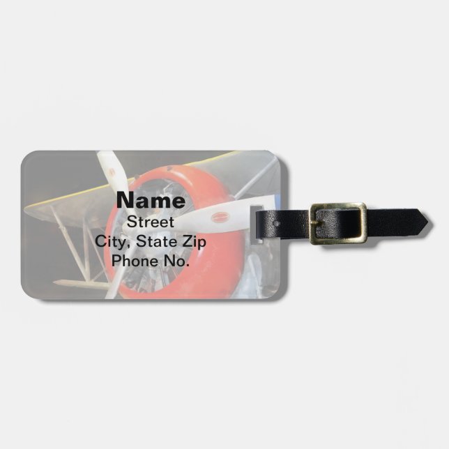 Grumman F3F-2 Biplane Luggage Tag (Front Horizontal)