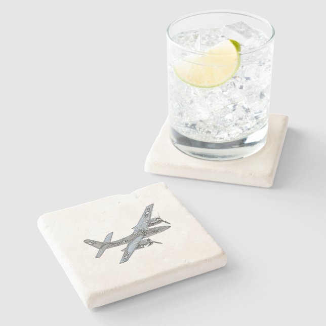 Grumman F7F Tigercat Illustration Stone Coaster (Side)
