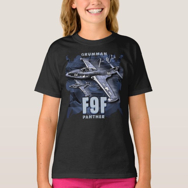 Grumman F9F Panther Carrier-Based Jet Fighter T-Shirt (Front)
