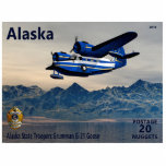 Grumman G-21 Goose Photo Sculpture Magnet<br><div class="desc">A postage stamp of a fictitious independant Alaska depicting a Grumman G-21 Goose amphibious aeroplane in service with the Alaska State Troopers over water with mountains in the background. Text reading, Alaska", "POSTAGE 20 NUGGETS" and "Alaska State Troopers Grumman G-21 Goose" also appear. The Grumman Goose was developed in 1936...</div>