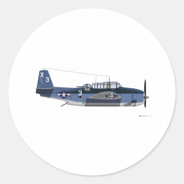 Grumman TBM Avenger Classic Round Sticker (Front)