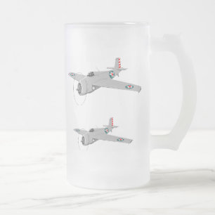 Grumman Wildcat F4F, 1942 Frosted Glass Beer Mug