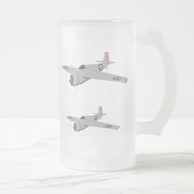 Grumman Wildcat F4F, 1942 Frosted Glass Beer Mug (Right)