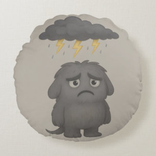 Grummel Kissen – Das ADHS-Monster für Frust Round Cushion