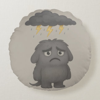 Grummel Kissen – Das ADHS-Monster für Frust Round Cushion