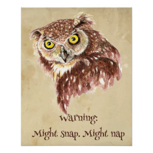 Grump Minimalist Watercolor Print Art Owl Lovers."