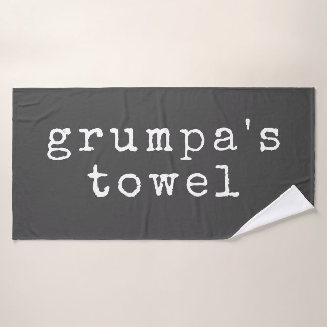 Grumpa | Funny Grumpy Grandpa in Black and White Bath Towel (Bath Towel)