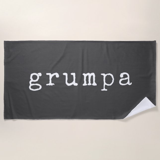 Grumpa | Funny Grumpy Grandpa in Black and White Beach Towel (Front)