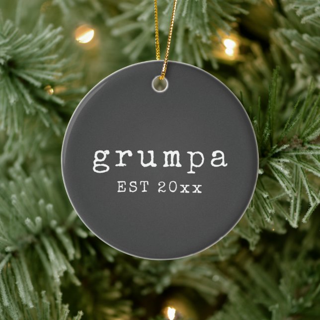 Grumpa | Funny Grumpy Grandpa in Black and White Ceramic Tree Decoration (Tree)