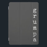 Grumpa | Funny Grumpy Grandpa in Black and White iPad Pro Cover<br><div class="desc">An iPad case just for Grumpa! Personalised using a retro typewriter font in white on a black background. Great gag gift for grumpy grandpa.</div>
