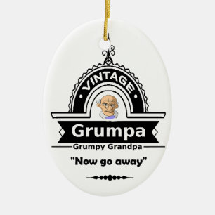 Grumpa Grumpier Grandpa Grandfather Fun Quote Ceramic Tree Decoration
