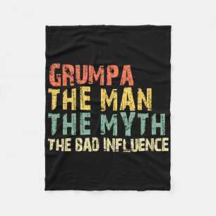 Grumpa The Man The Myth Byd Influence Funny Vintag Fleece Blanket