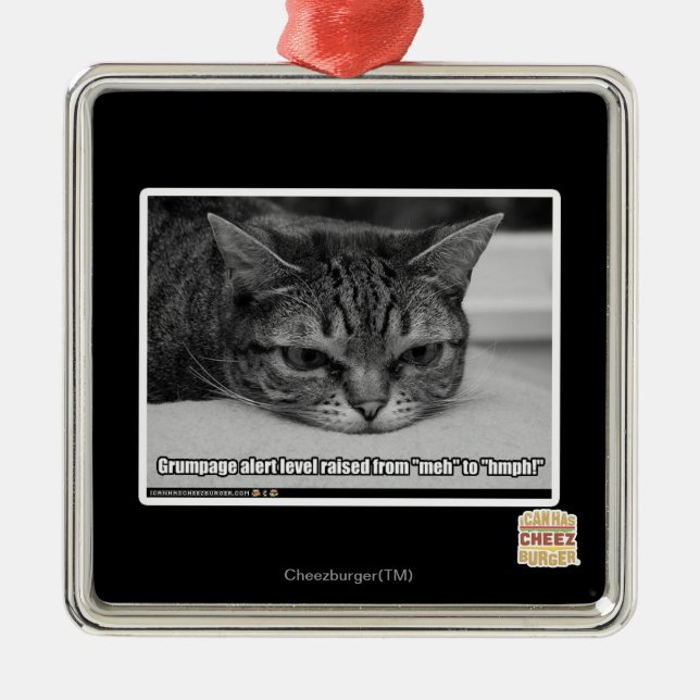 Grumpage Alert Metal Tree Decoration (Front)