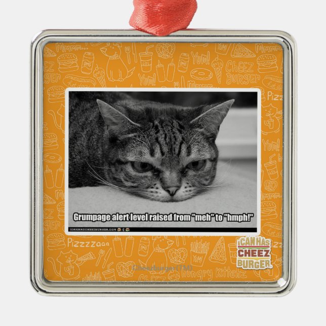 Grumpage Alert Metal Tree Decoration (Front)